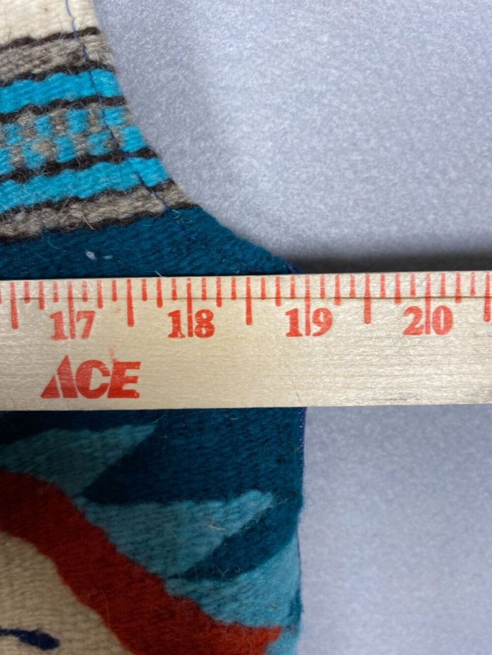 Vintage McLarty Zapotec Wool Navajo-Style Vest W/ Denim Back Adjustable Strap M - Picture 5 of 6
